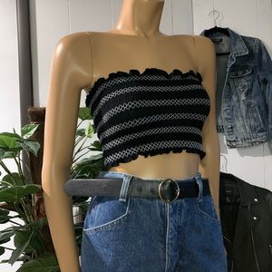 Black cinched cropped tube top
